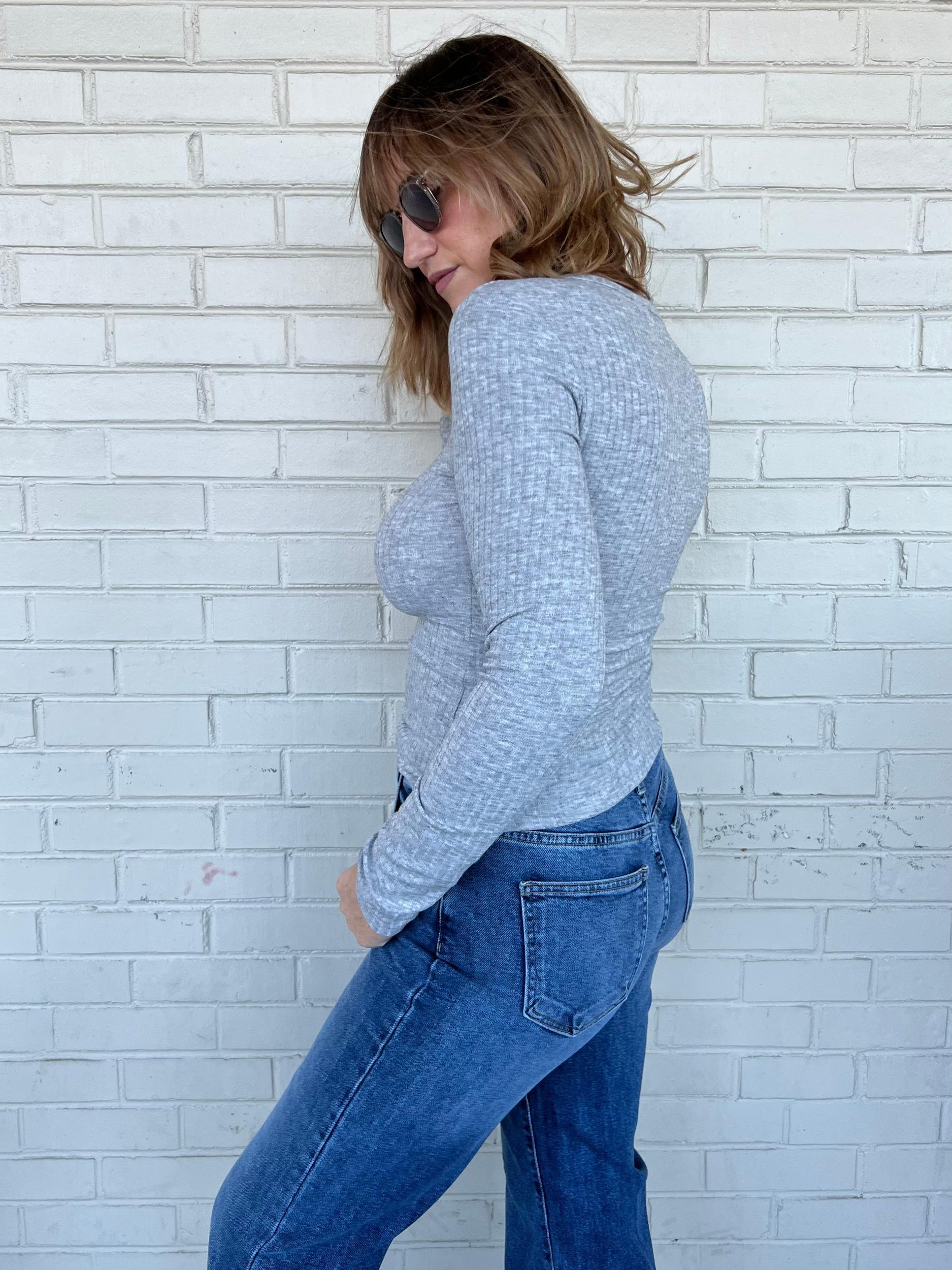 Take It Easy Ribbed Long Sleeve Top Product Image