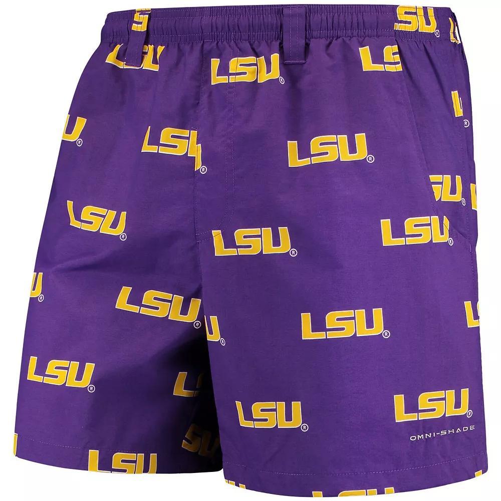 Men's Columbia Purple LSU Tigers PFG Backcast II Omni-Shade Hybrid Shorts, Size: Large Product Image