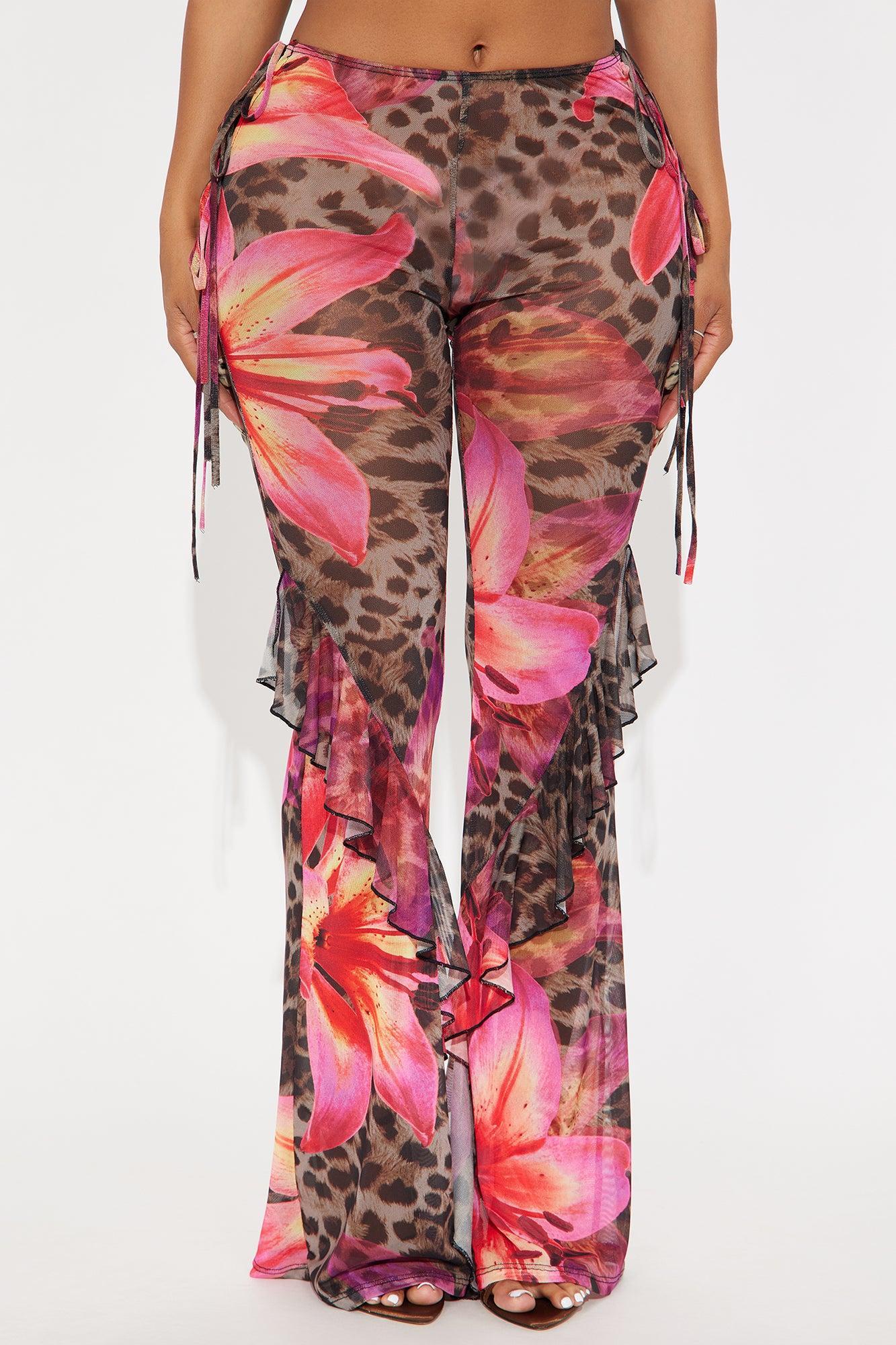 Itati Leopard Mesh Flare Pant - Brown/combo Product Image
