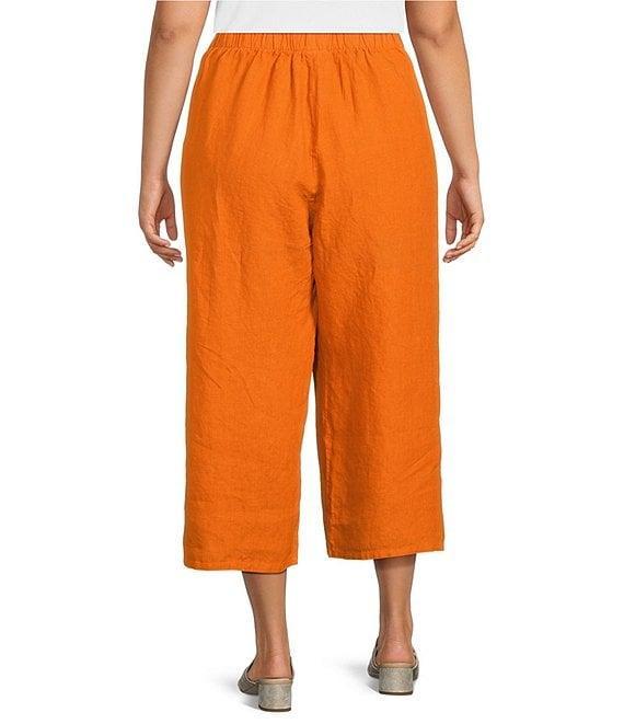 Bryn Walker Plus Light Linen Elastic Waist Wide Leg Pants Product Image
