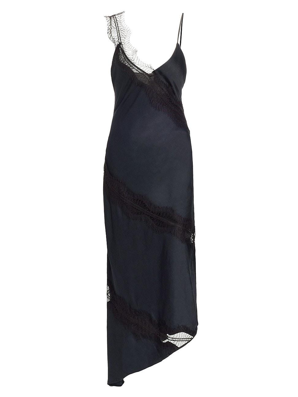 Soleil Satin Lace Asymmetric Maxi Dress Product Image