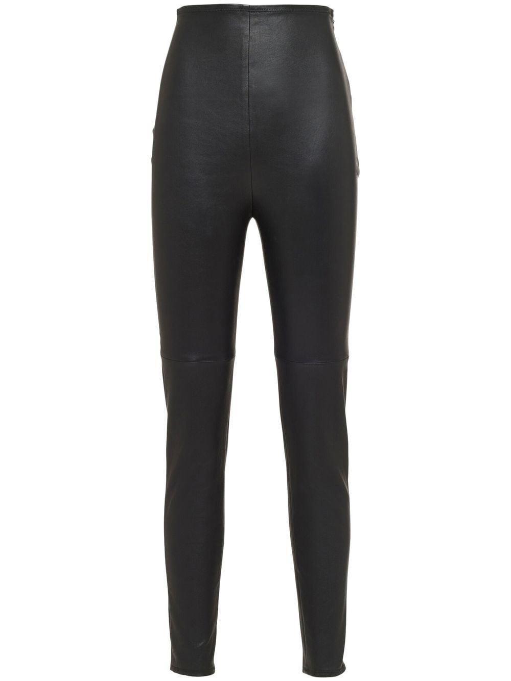 Stretch Nappa Leather Pants In F0002 Nero Product Image