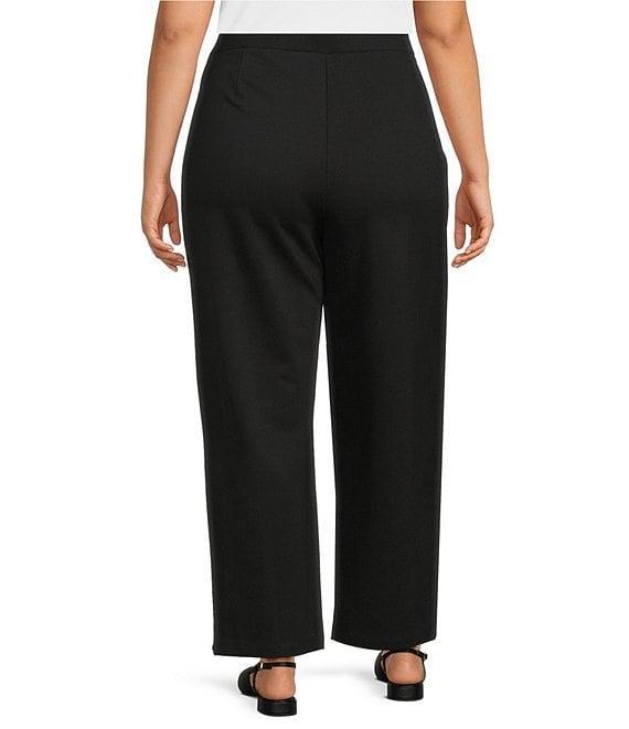 Multiples Plus Size Wide Leg Pintuck Pull-On Cropped Pants Product Image