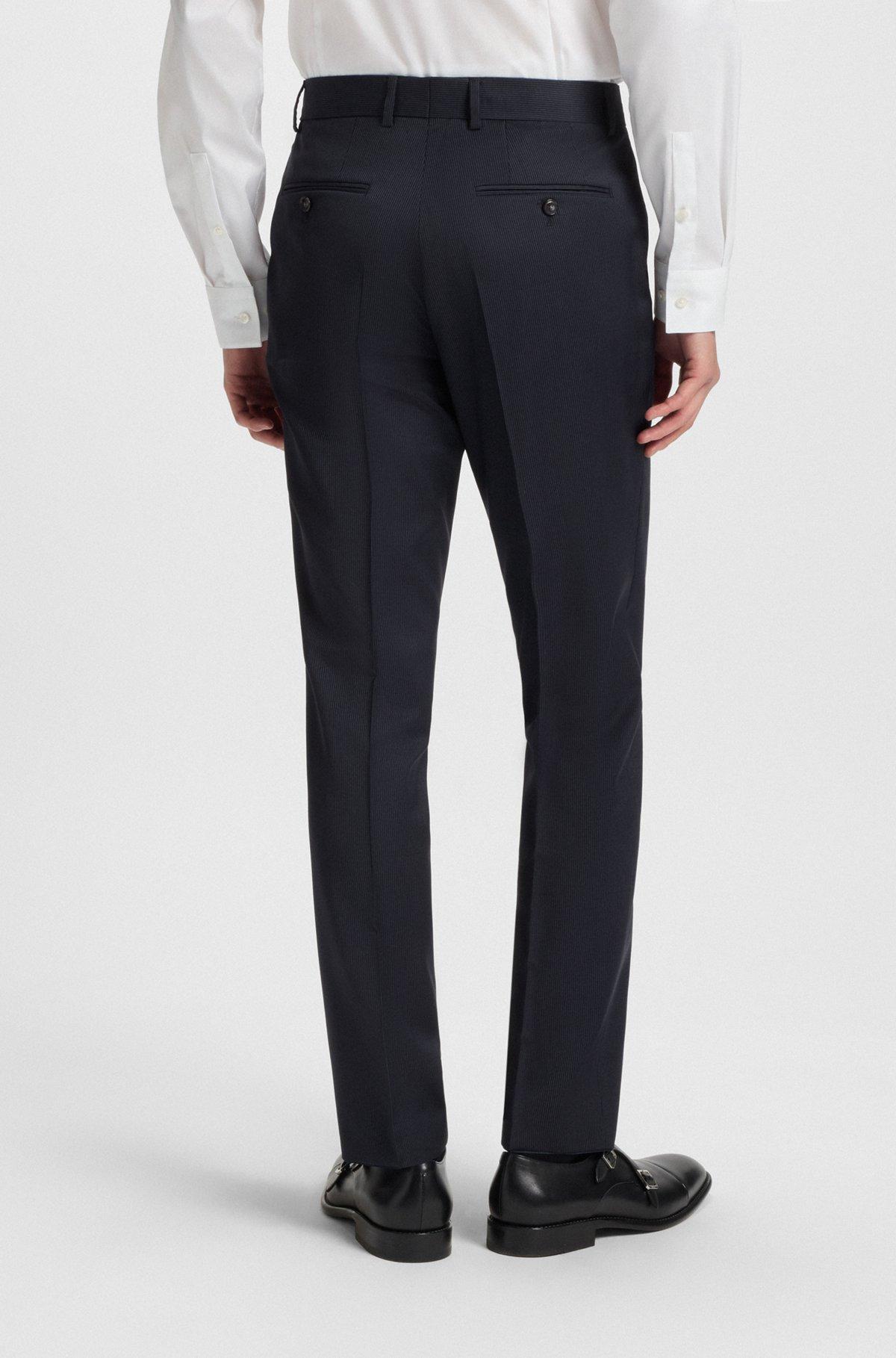 BOSS - Regular-fit suit in striped virgin wool - Dark Blue Product Image