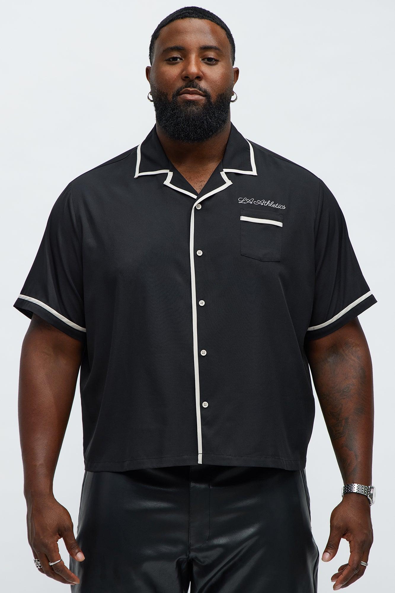 Regular Fit LA Athletics Button Up Shirt - Black Product Image