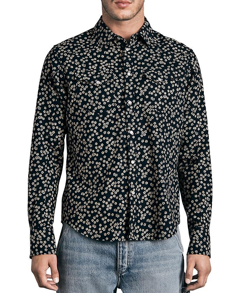 RAG & BONE Slim Fit Japanese Floral Print Button Front Shirt In Rose Product Image