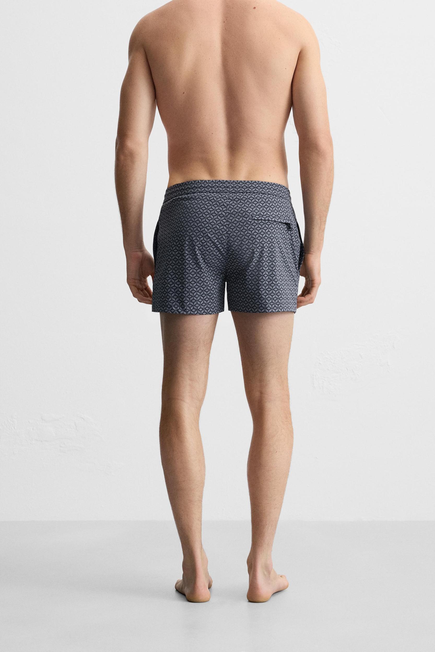 GEOMETRIC PRINT SHORT SWIMMING TRUNKS Product Image