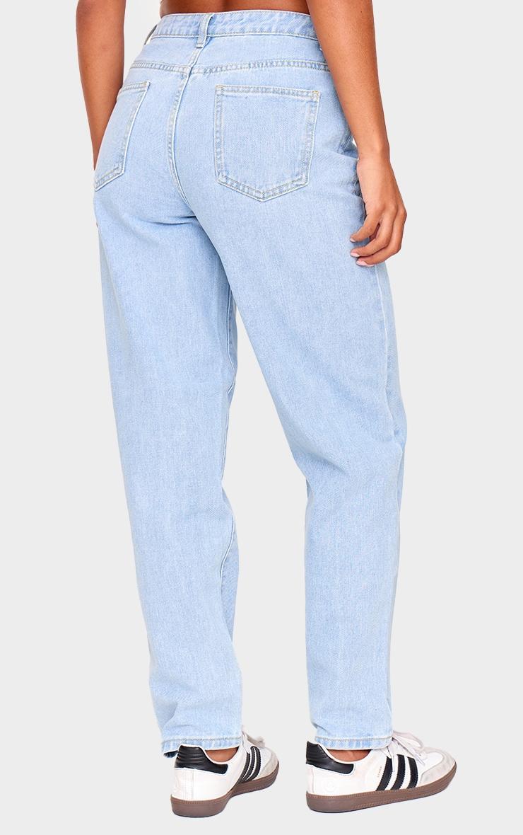 PRETTYLITTLETHING Light Blue Wash High Waist Mom Jeans Product Image