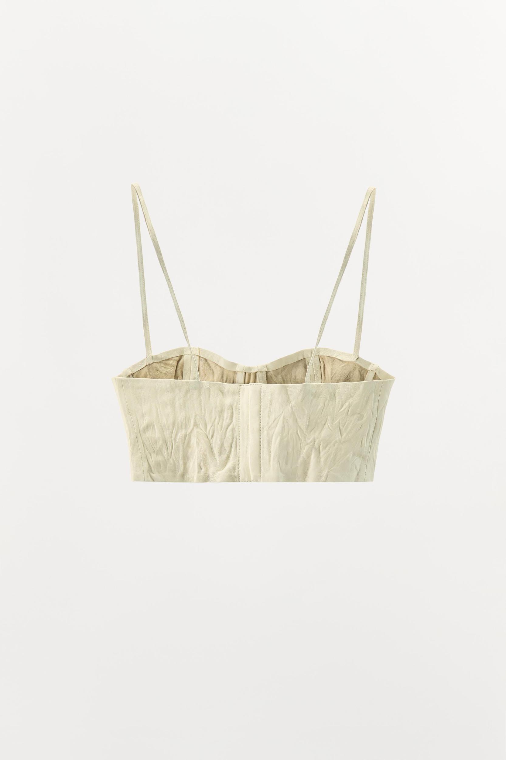 100% LEATHER RUCHED EFFECT CORSET TOP Product Image