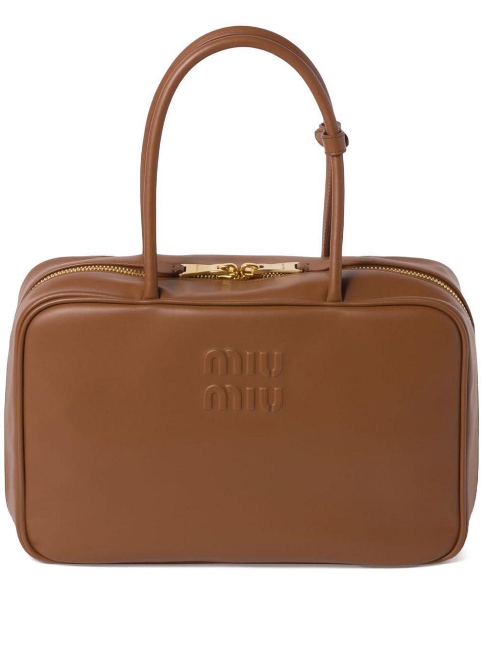 MIU MIU Leather Top-handle Bag In Brown Product Image