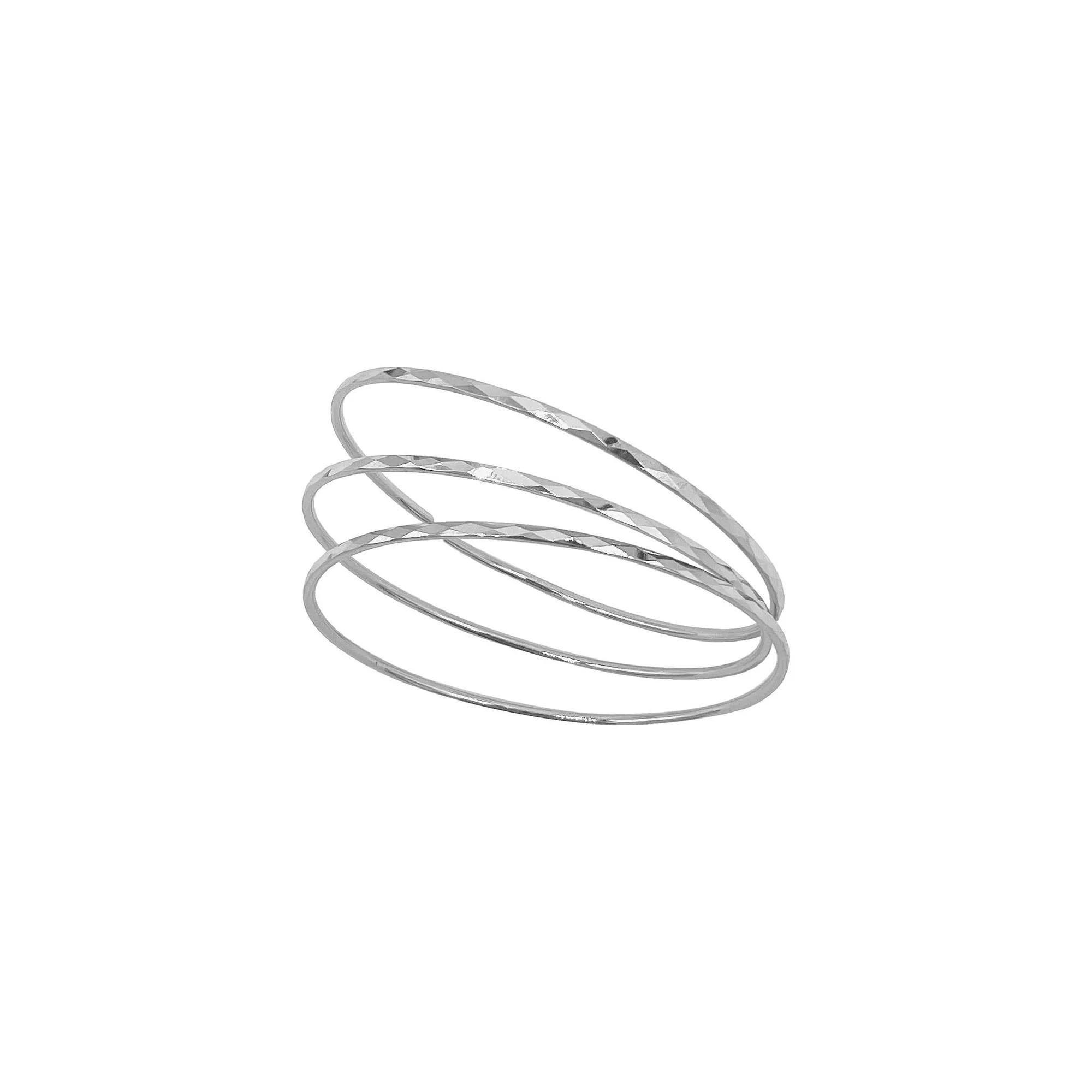 Adornia Set of 3 14k Gold Plated Bangle Bracelets, Womens Silver Tone Product Image