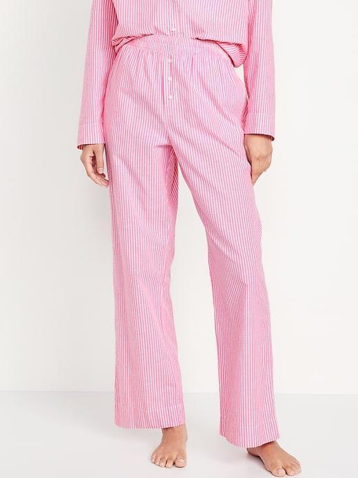 High-Waisted Poplin Pajama Pant Product Image