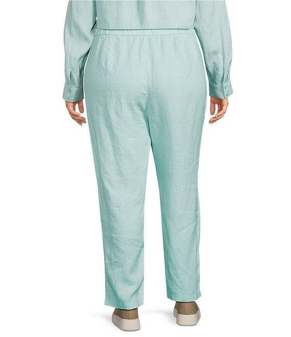 Eileen Fisher Plus Size Organic Linen High Waist Tapered Ankle Pants Product Image