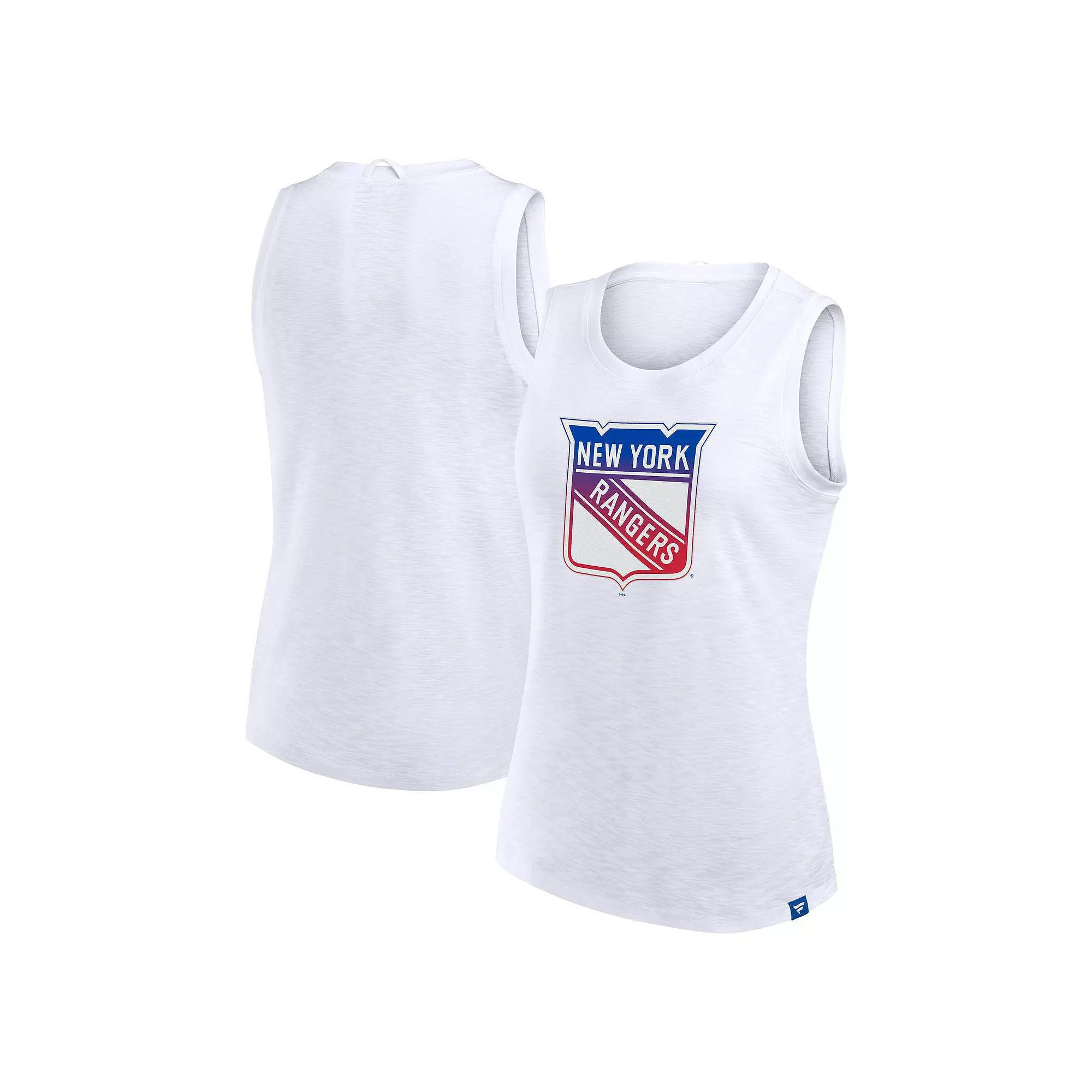 Women's Fanatics White New York Rangers Slub Tank Top,  Product Image
