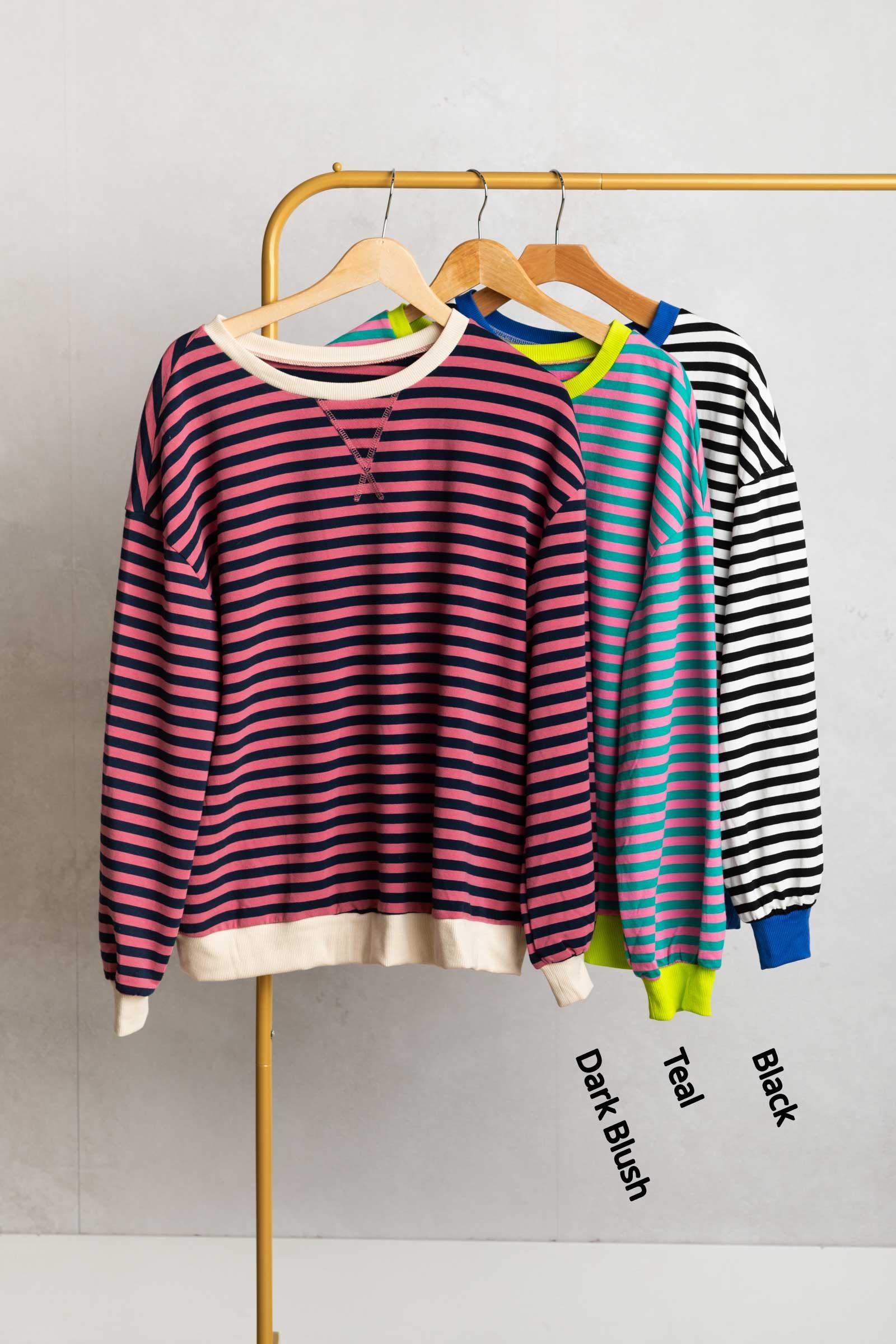 Stripe Contrast Edge Oversized Pullover Product Image