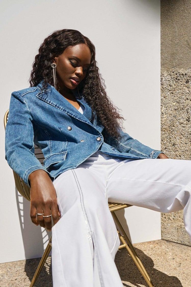 Double Breasted Denim Jacket Product Image