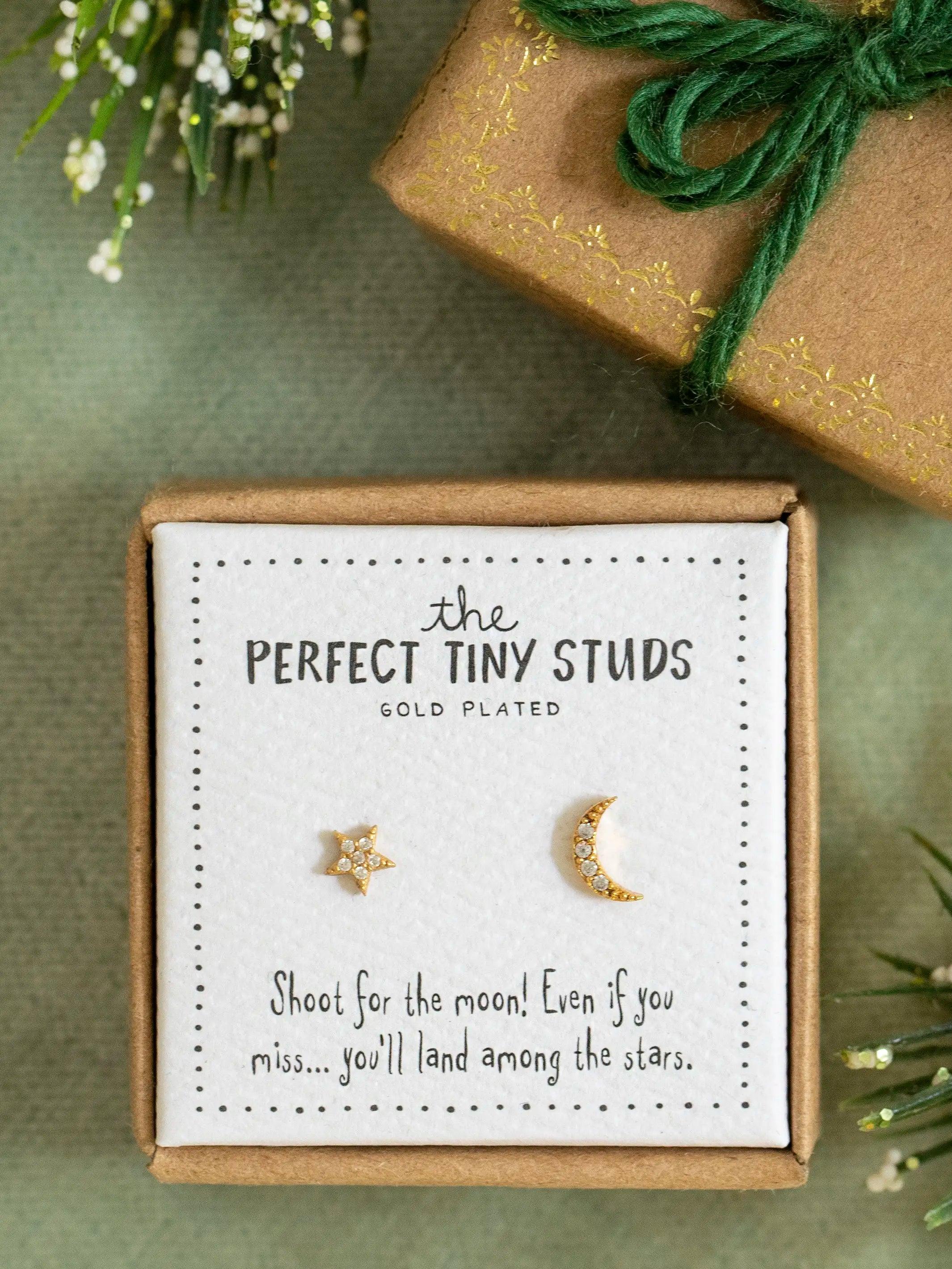 Perfect Tiny Stud Earrings - Star & Moon Product Image