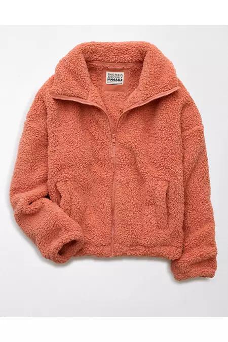 AE Zip-Up Bear Hug Sherpa Sweatshirt Womens Product Image