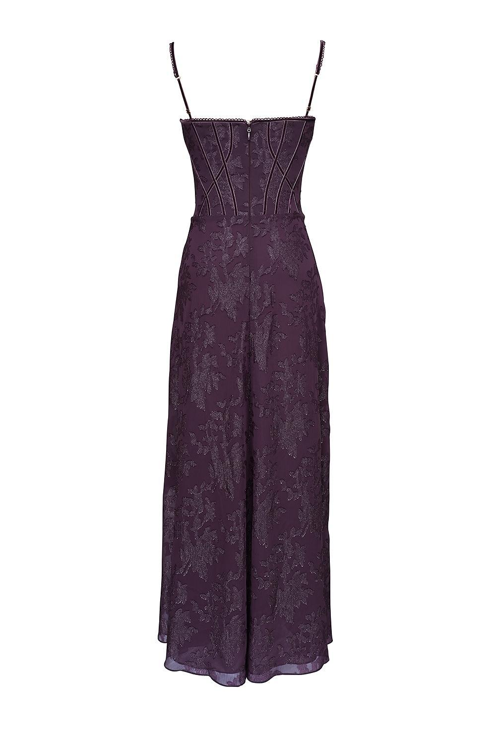 Esme Grape Lurex Chiffon Maxi Dress Product Image