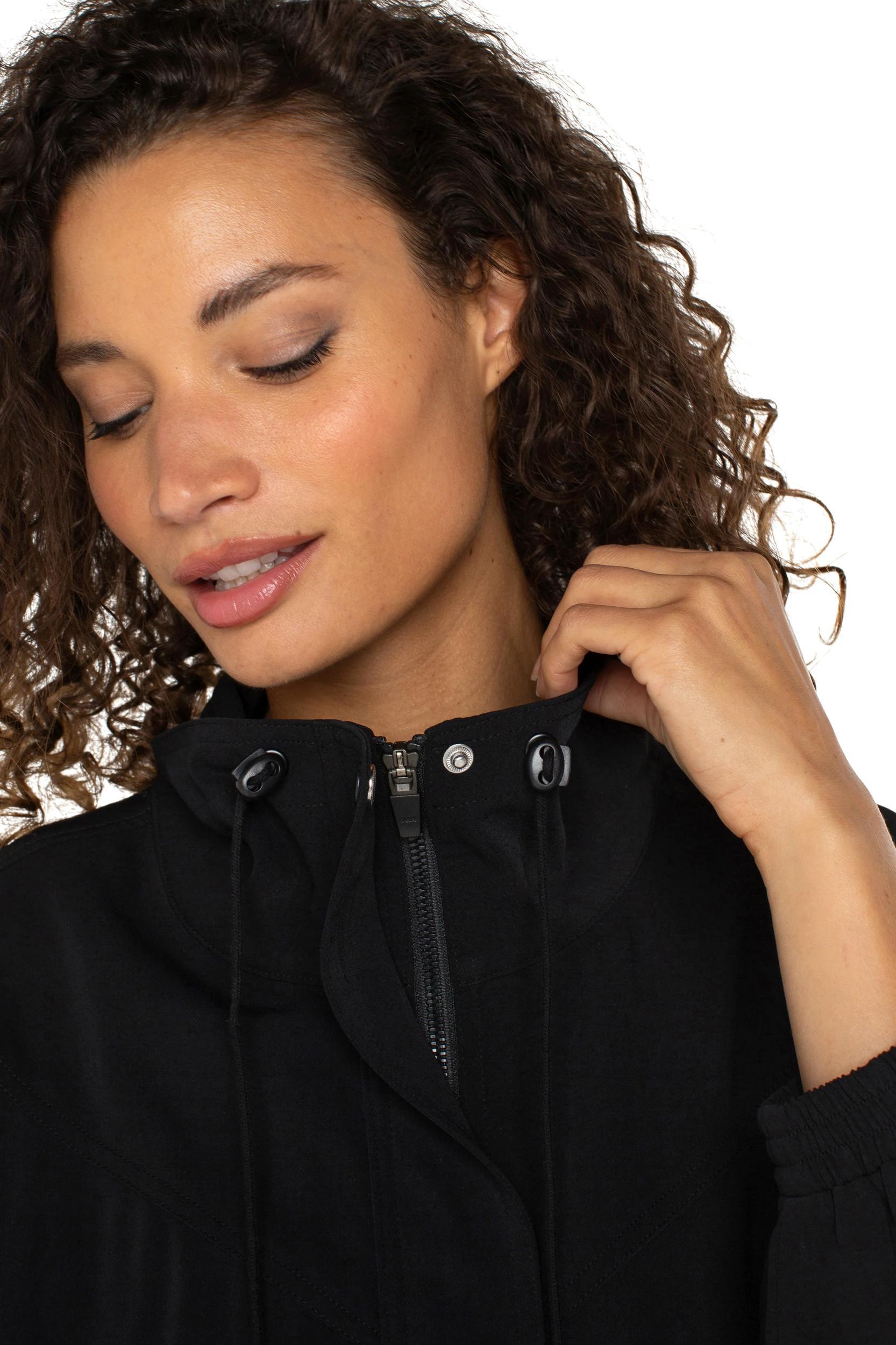 Zip Up Dolman Jacket- Black Product Image