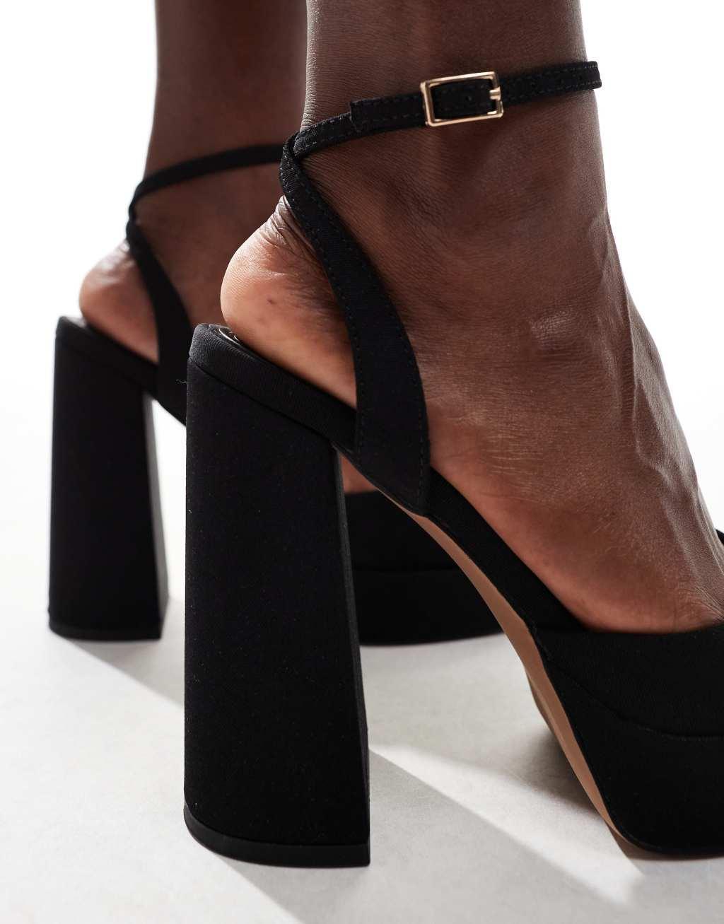 ASOS DESIGN Pressure platform high heel shoes in black Product Image