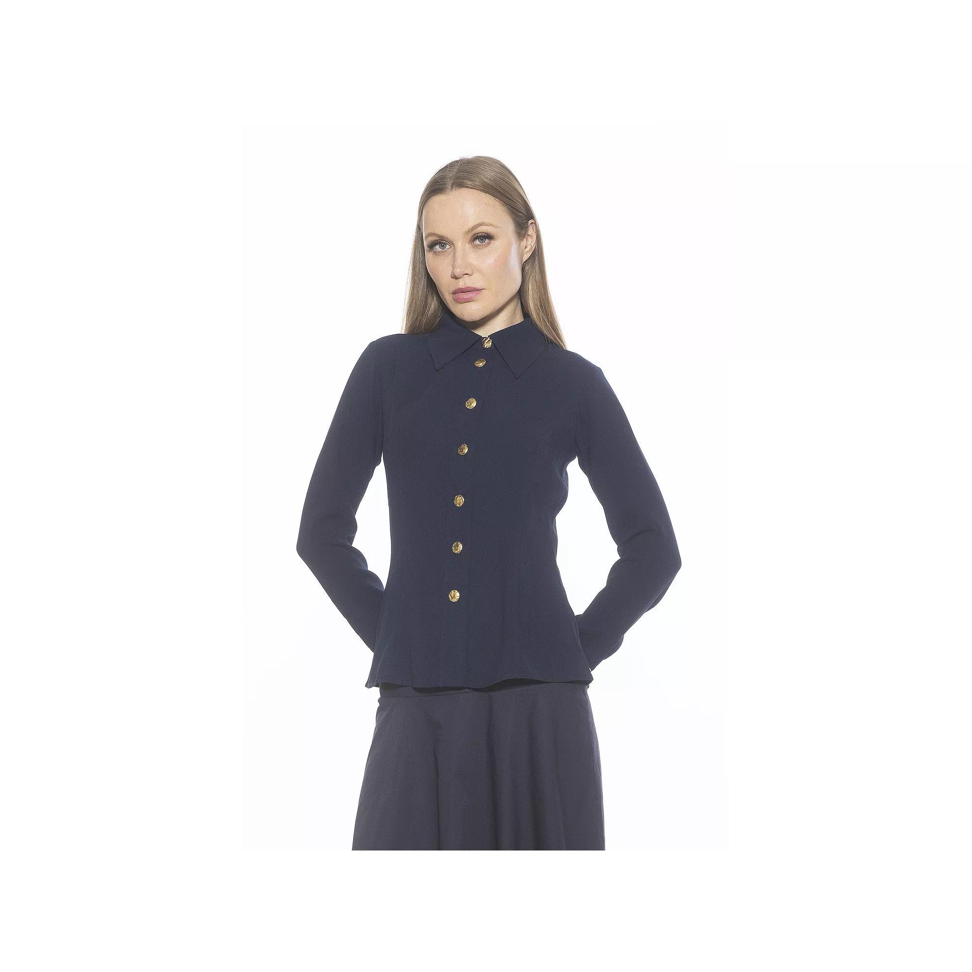Women's ALEXIA ADMOR Leland Collared Button Down Shirt With Wide Cuff,  Product Image