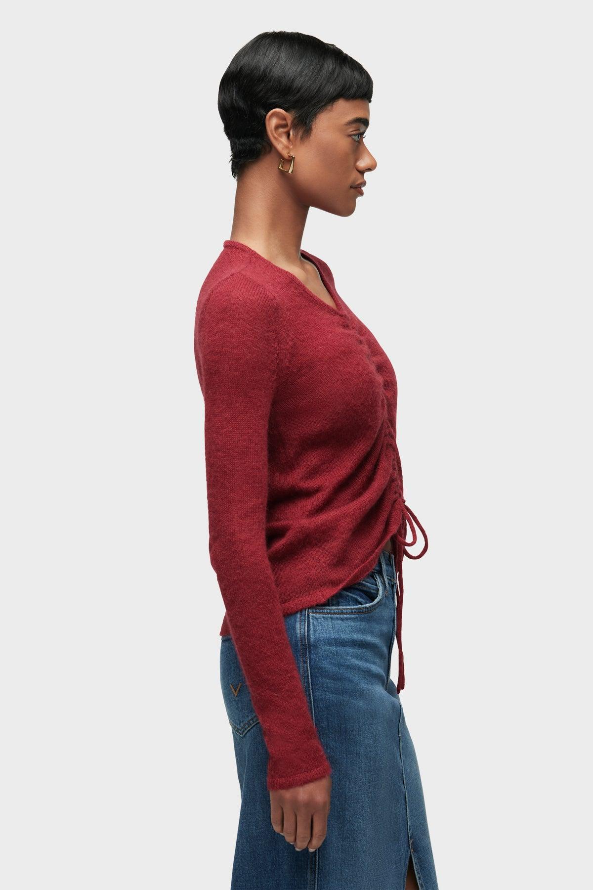 Ruched Long Sleeve Sweater Female Product Image