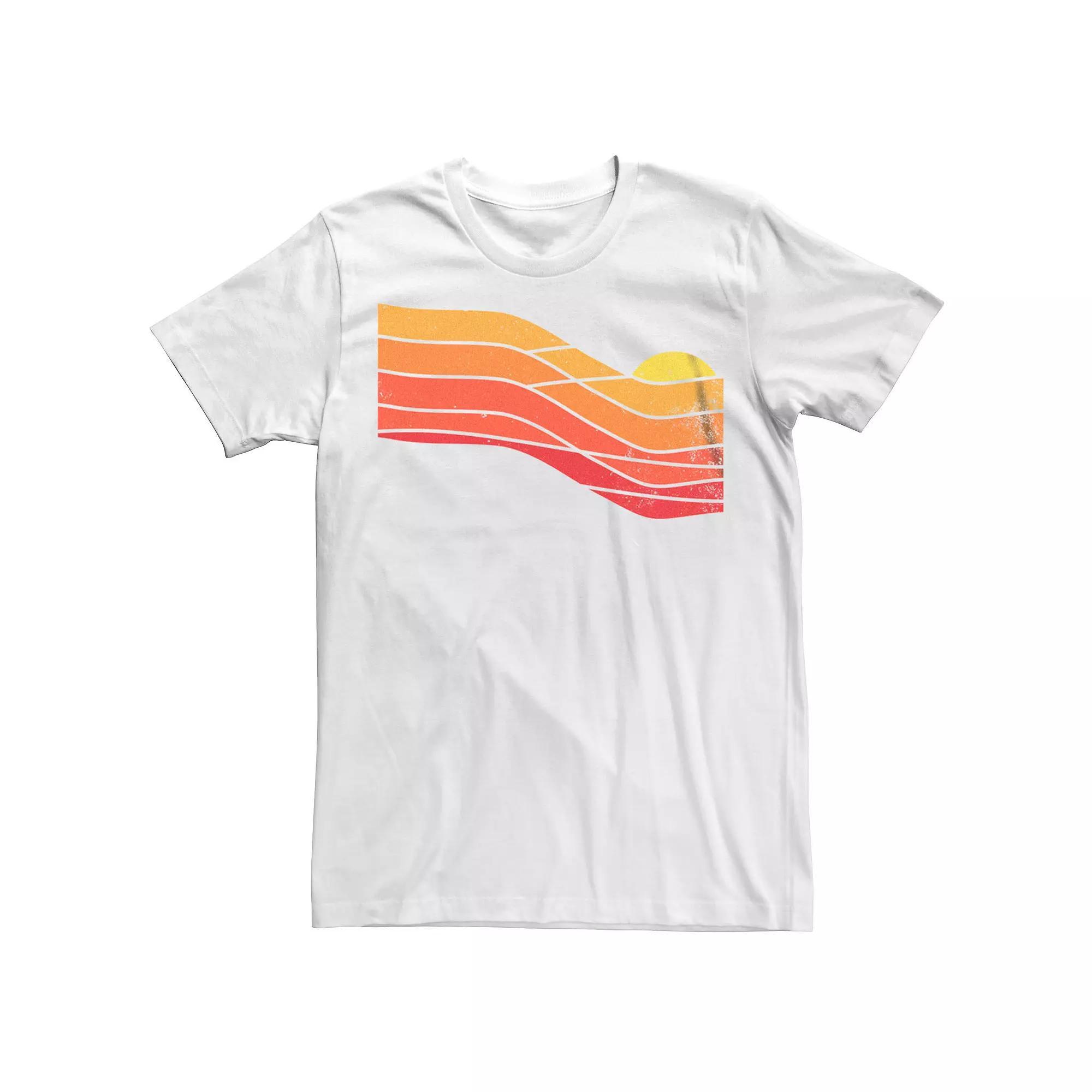 Men's 70's Retro Sunset Graphic Tee, Size: Small, White Product Image