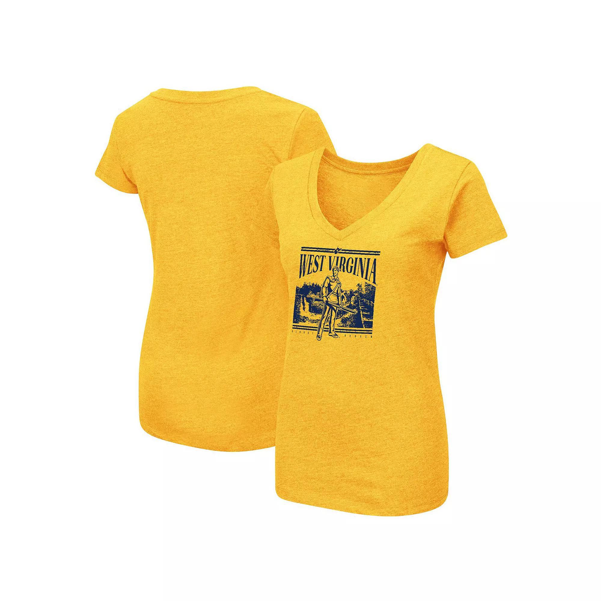 Women's Colosseum Gold West Virginia Mountaineers 2024 Fan V-Neck T-Shirt, Size: Medium Product Image