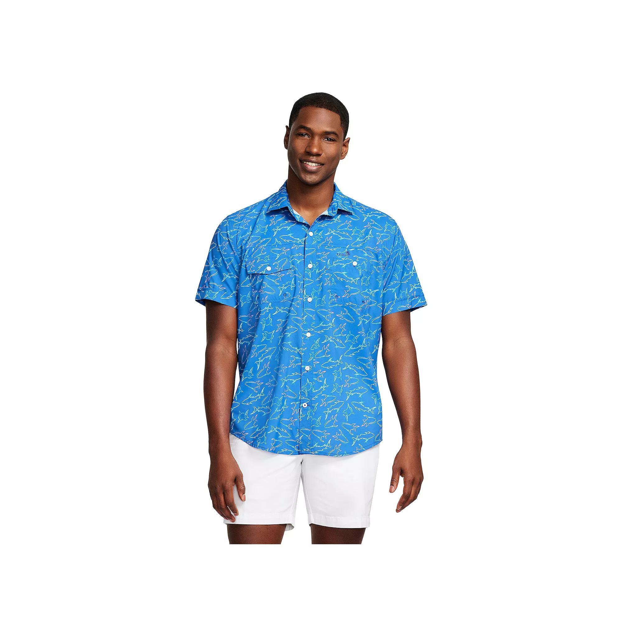 Men's IZOD Sunshield Performance Short Sleeve Button Down Shirt, Size: Medium, Sharks Product Image
