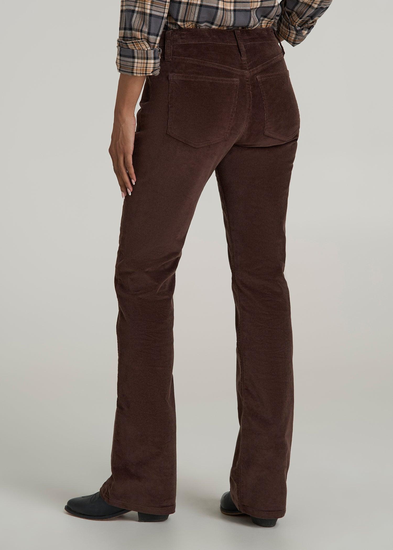 Mid-Rise Mini Bootcut Corduroy Pants for Tall Women in Espresso Female Product Image