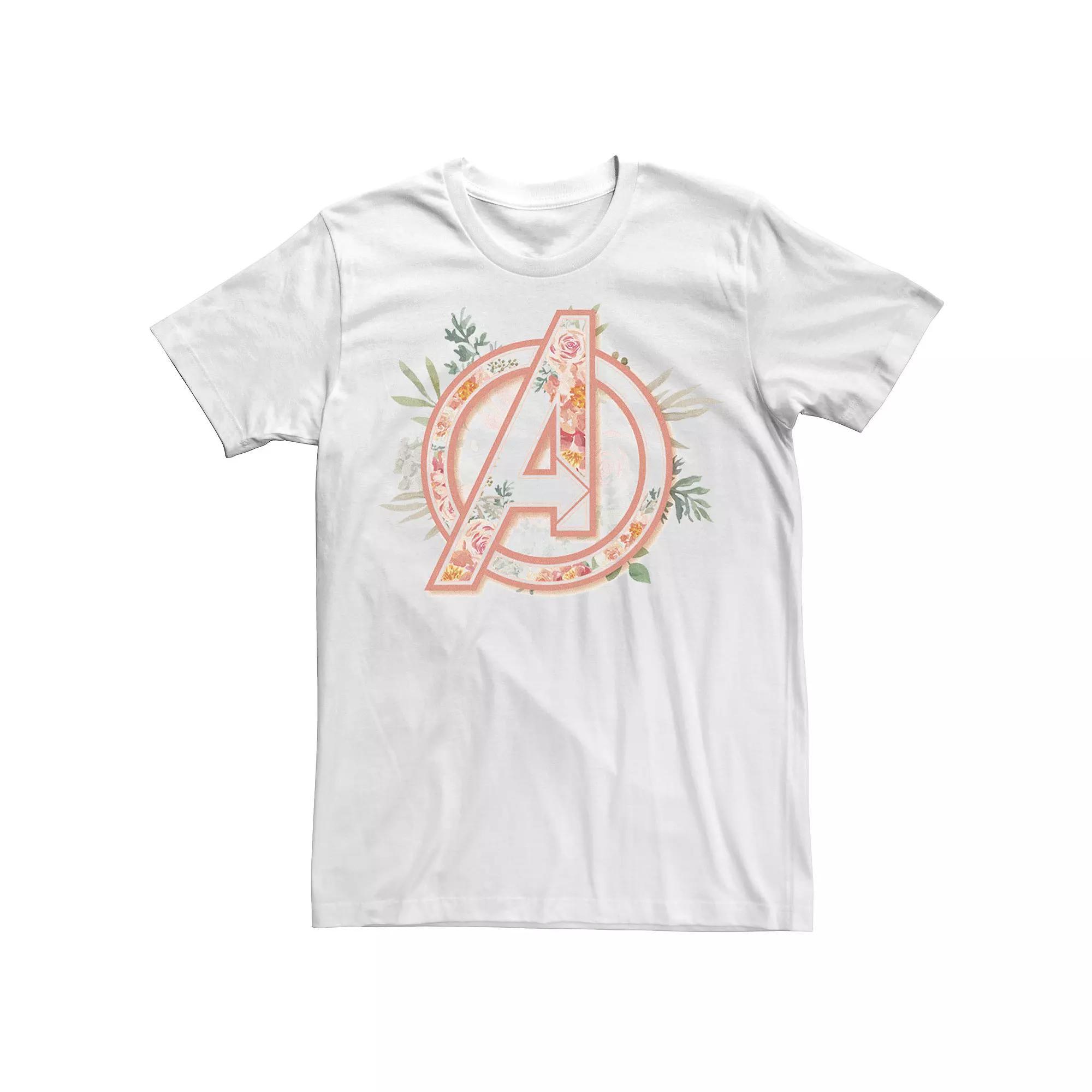 Men's Marvel Avengers Soft Floral Fill Logo Tee, Size: XL, White Product Image