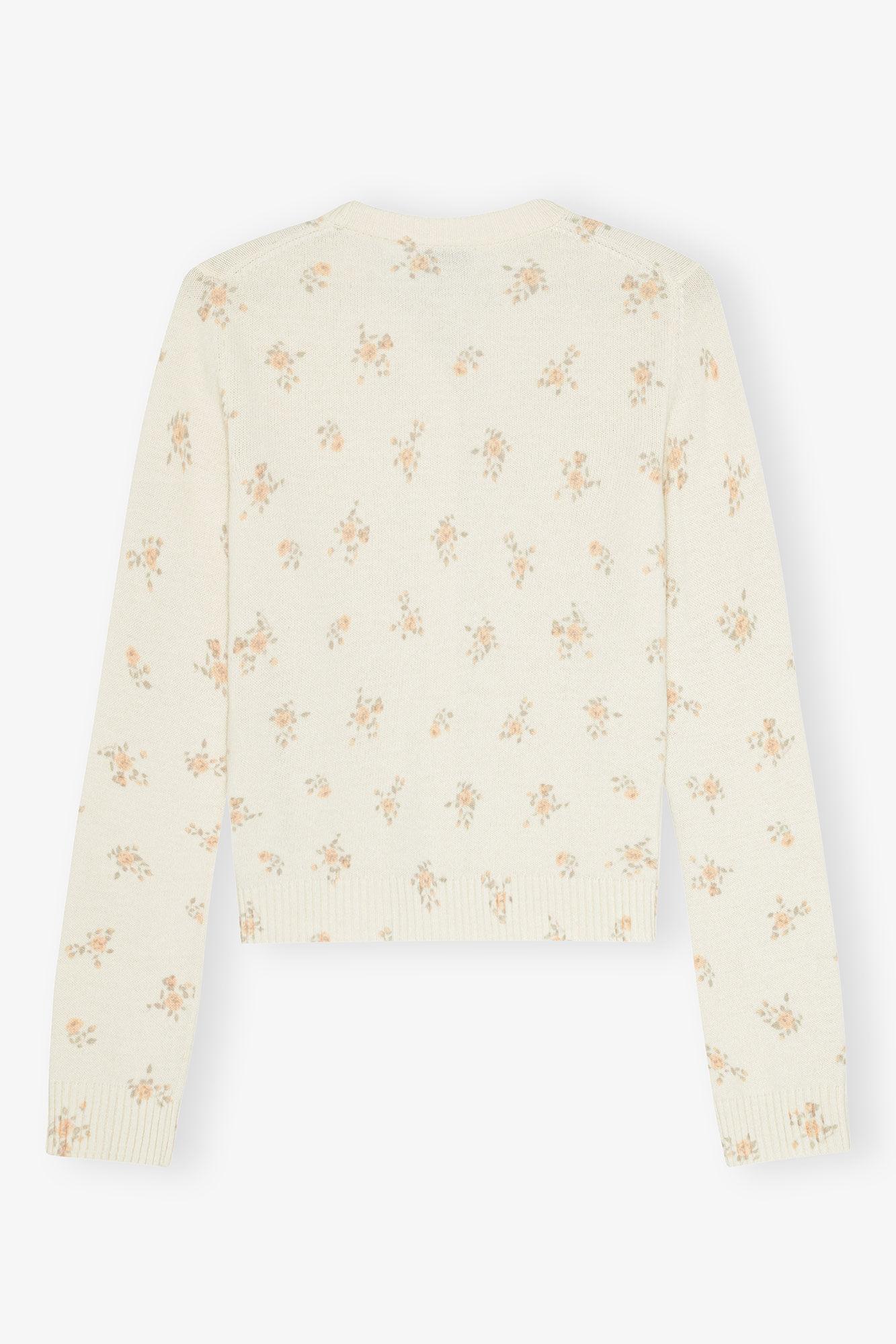 Ivory Printed Wool Mix Cardigan Product Image