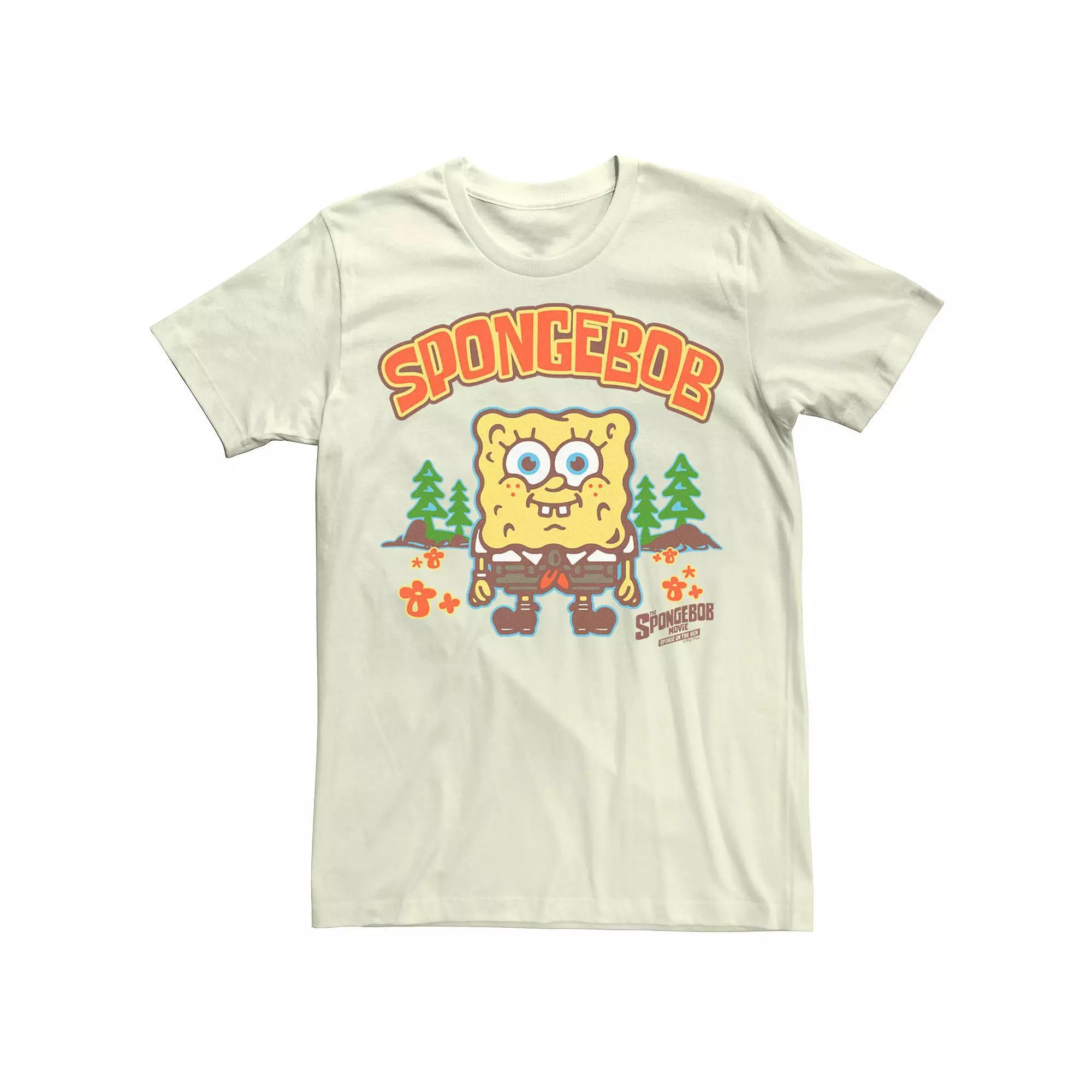 Men's SpongeBob Sponge On The Run At Camp Smile Tee, Size: 3XL, Natural Product Image