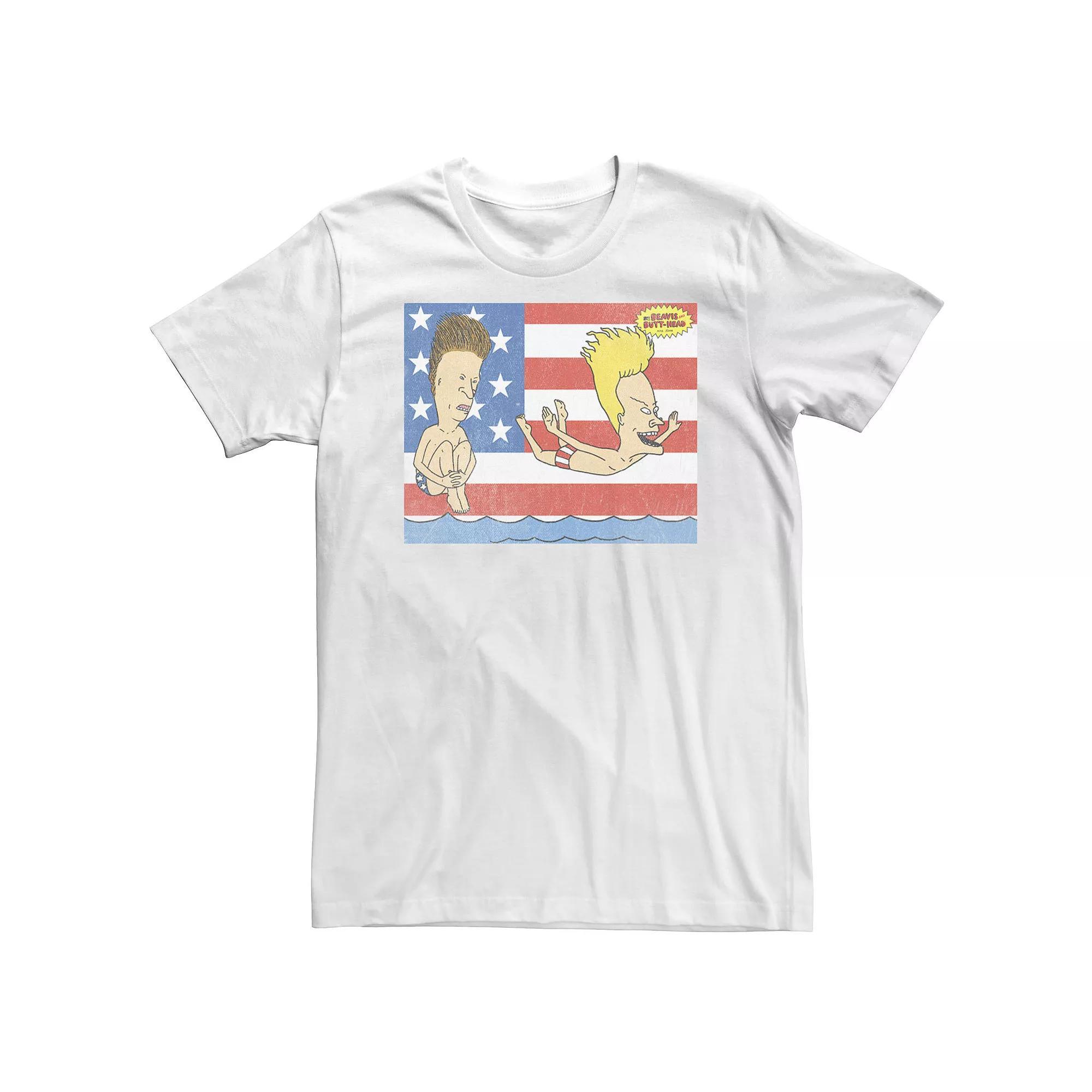 Big & Tall Beavis And Butt-Head Stars And Stripes Pool Day Tee, Men's,  Product Image