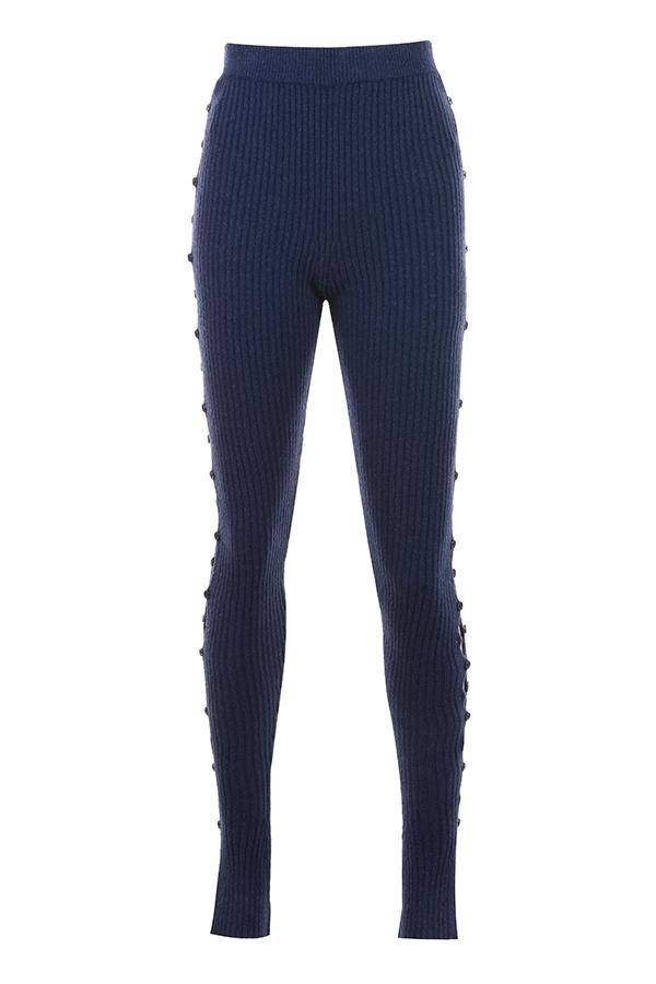 Belong Navy Ribbed Knit Trousers Product Image