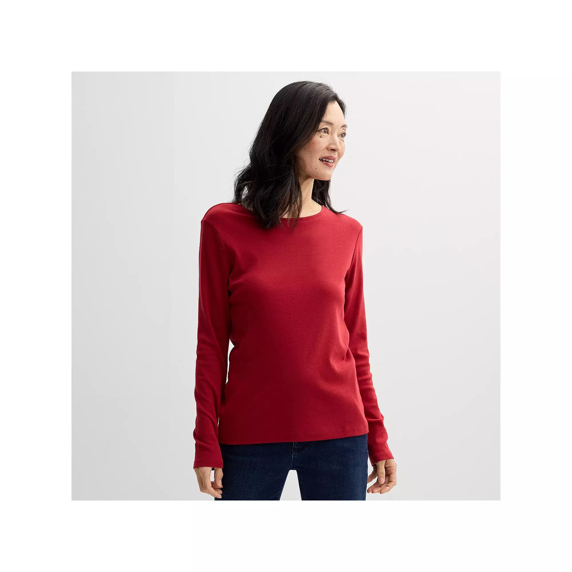 Women's Croft & Barrow® Essential Long-Sleeve Classic Crewneck Tee,  Product Image