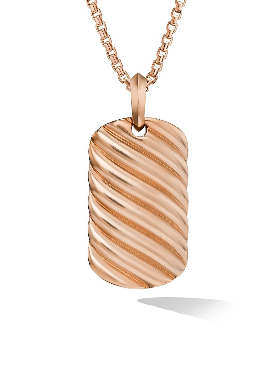 Mens Sculpted Cable Tag in 18K Rose Gold, 35MM Product Image