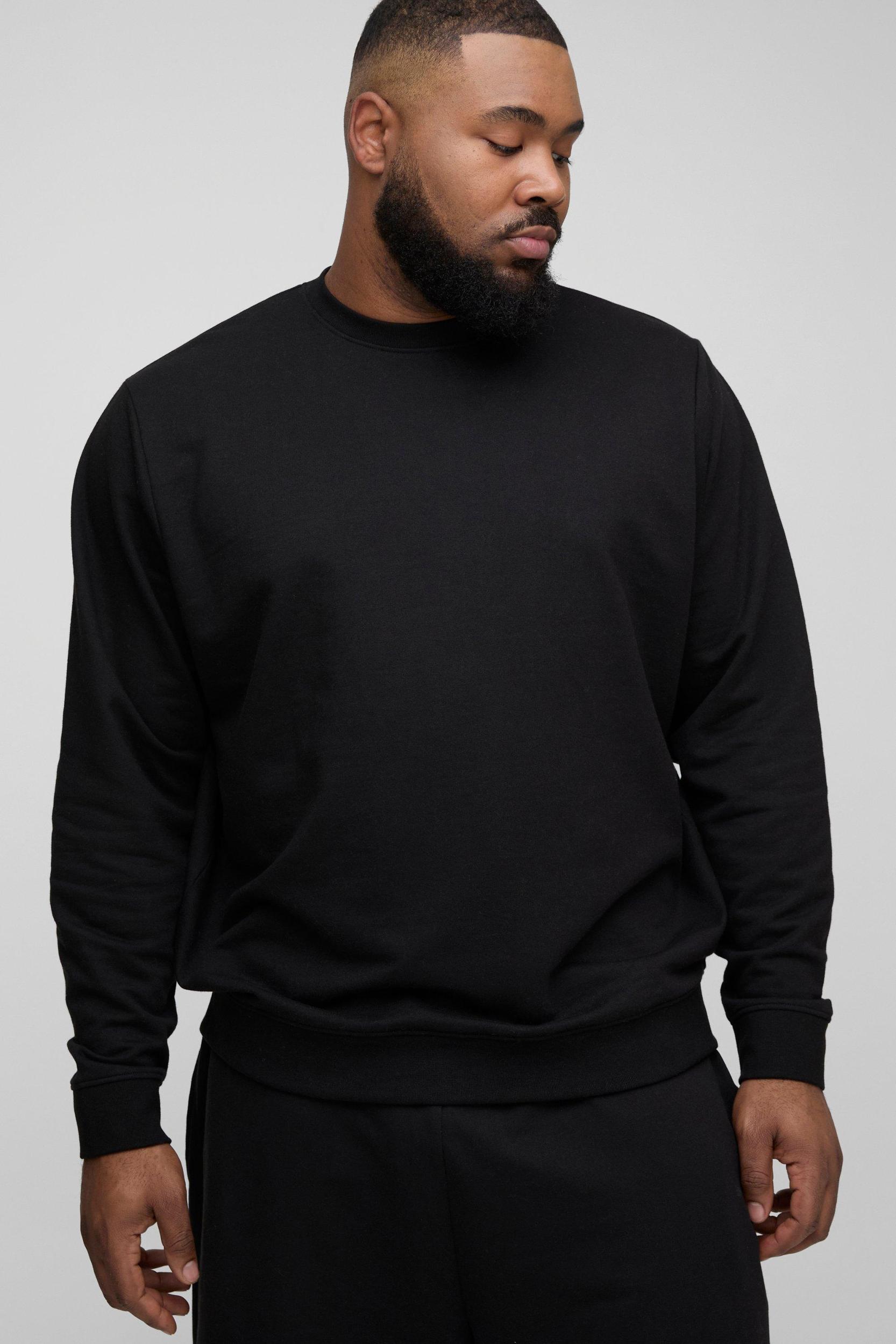 Plus 260GSM Loopback Regular Fit Basic Sweat | boohooMAN USA Product Image