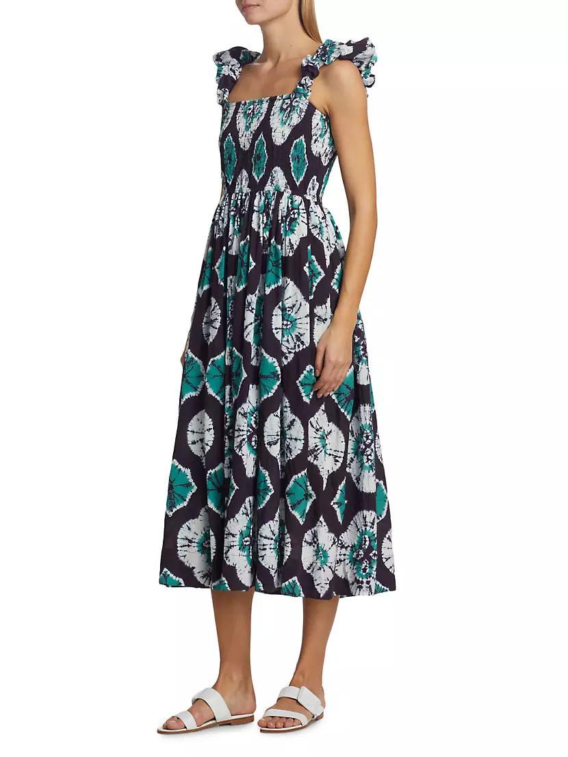 Aveline Tie-Dye Smocked Midi-Dress Product Image