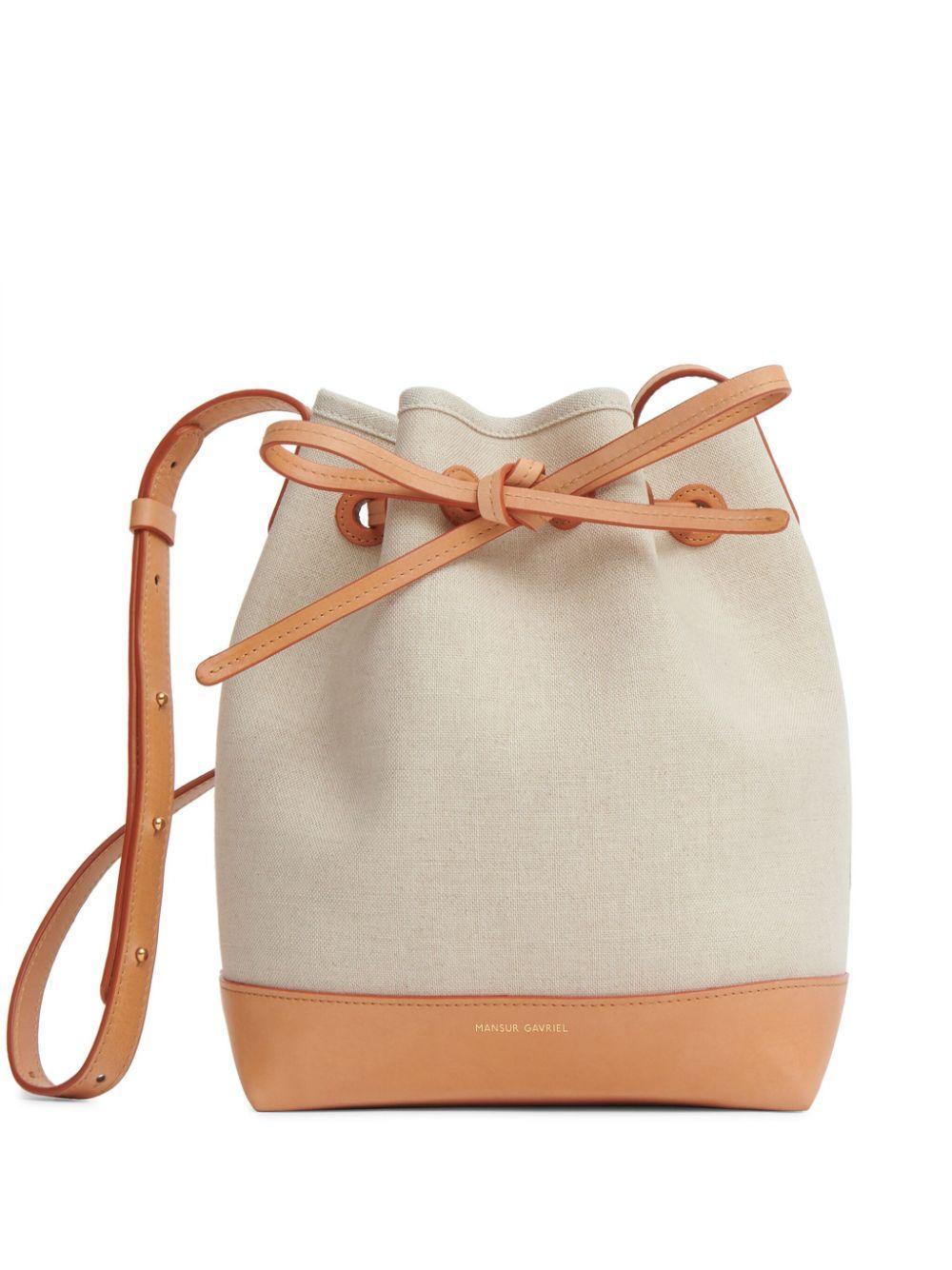 MANSUR GAVRIEL Mini Drawstring Canvas Bucket Bag In Natural Product Image