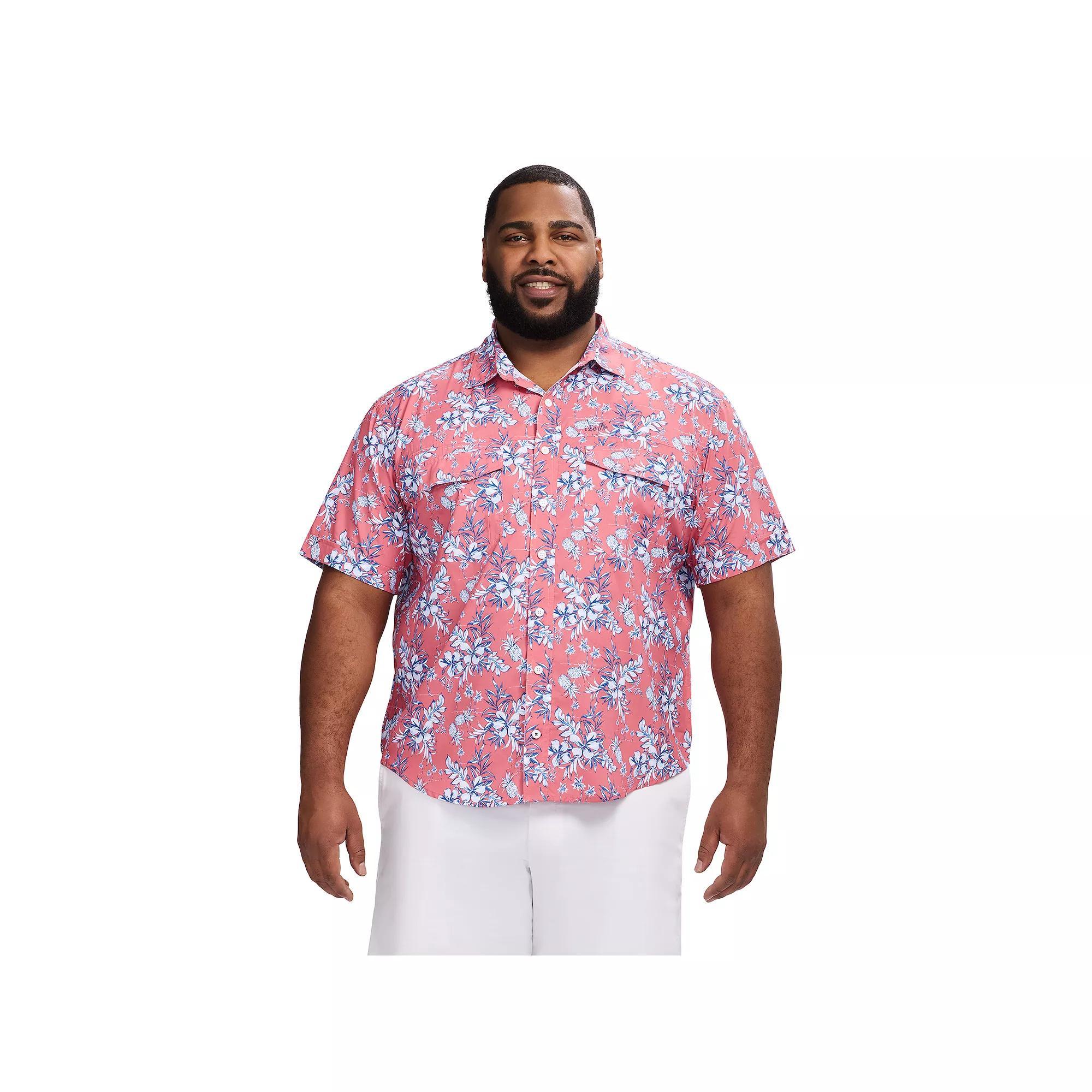 Big & Tall IZOD Sunshield Performance Woven Short Sleeve Button-Down Shirt, Men's, Size: Large Tall, Desert Pink Product Image