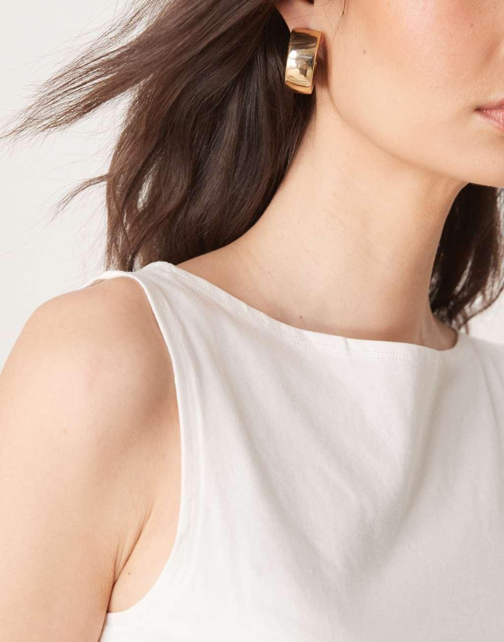 ASOS DESIGN boat neck tank top in cream Product Image