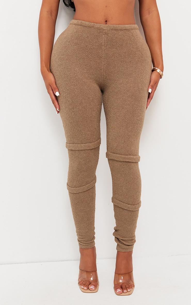 Shape Mocha Knit High Waist Seam Detail Pants Product Image