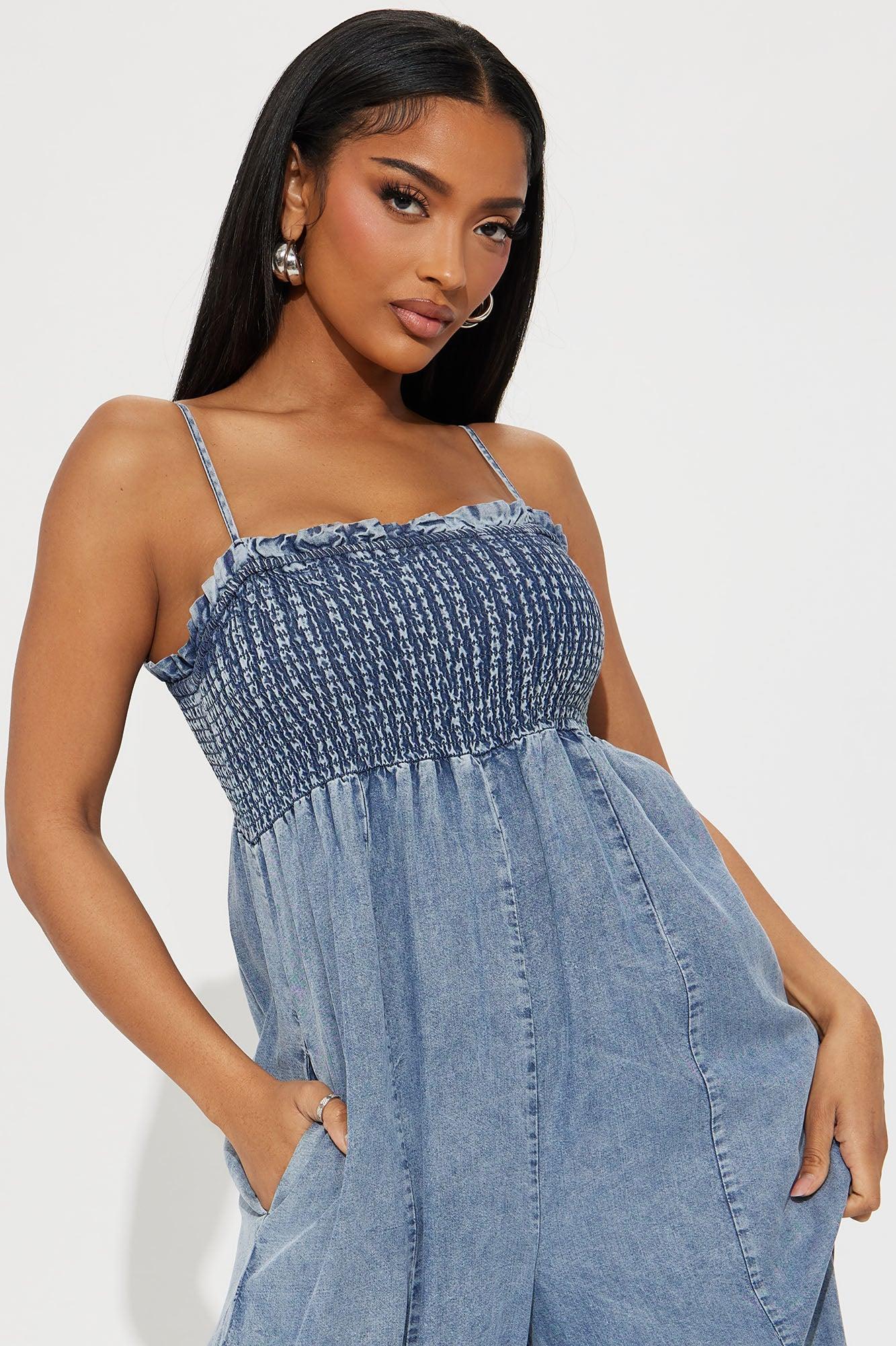 Vera Chambray Jumpsuit - Medium Wash Product Image