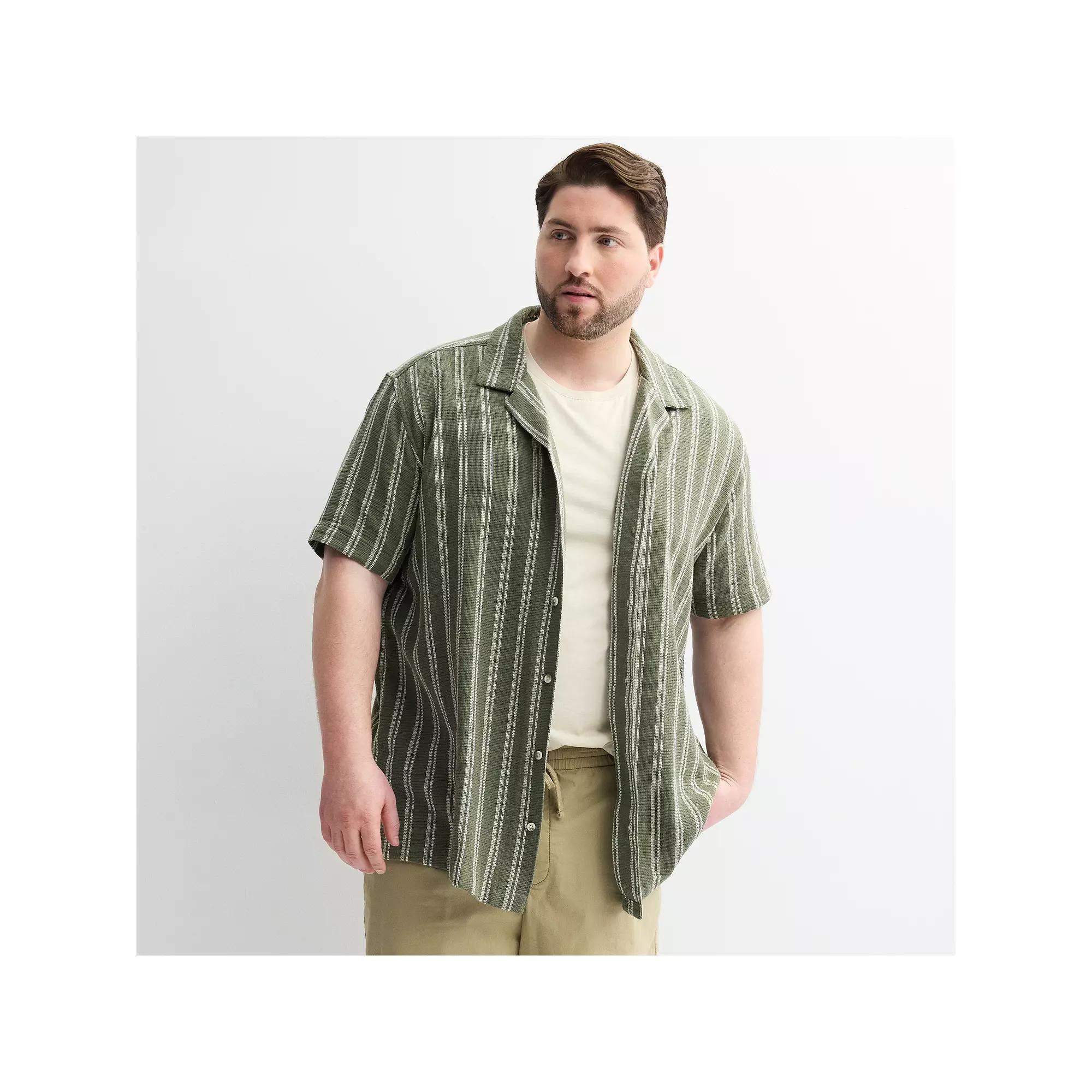 Big & Tall Sonoma Goods For Life® Short Sleeve Vacation Button-Down Shirt, Men's, Size: 3XL Tall, Green Stripe Product Image