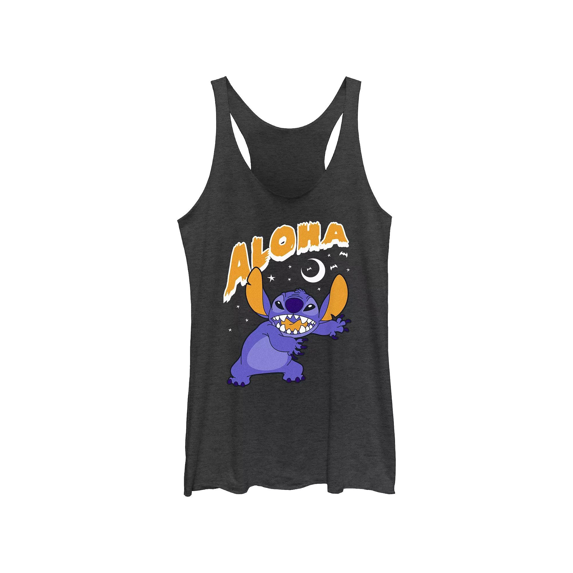 Disney's Lilo & Stitch Women's Spooky Aloha Stitch Tri-Blend Racerback Tank Top, Girl's, Size: XS, Black Grey Product Image