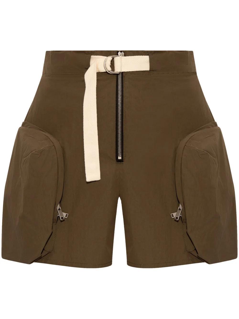 JIL SANDER Zip-pockets Cotton Shorts In Braun Product Image