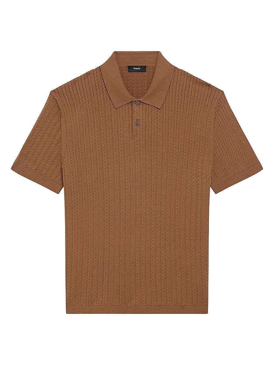 Mens Cable-Knit Polo Shirt Product Image