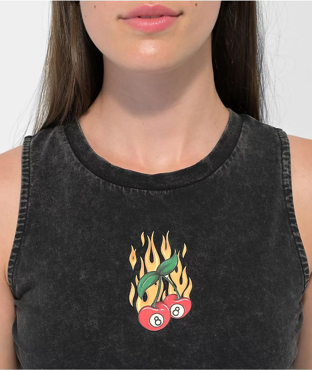 A.LAB Sullivan Flaming Cherry Black Wash Crop Tank Top Product Image